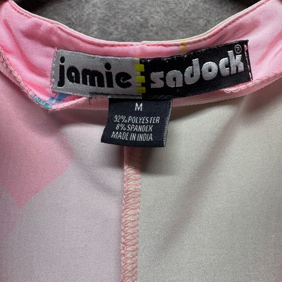 Jamie Sadock Pink Abstract Graphic Golf Dress Size M V-Neck Zip Pockets - Picture 4 of 8